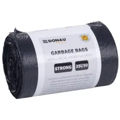 Worki na śmieci mocne LDPE 35l rol. 50szt. czarne, Donau Home