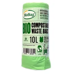 WORKI NA ODPADY BIO I ZMIESZANE 10 L 20 szt. (KOMPOSTOWALNE I BIODEGRADOWALNE) - BIOBAG [ZBIORCZE x3]