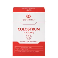 GENACTIV Colostrum z maliną 100mg, 60 tabletek do ssania